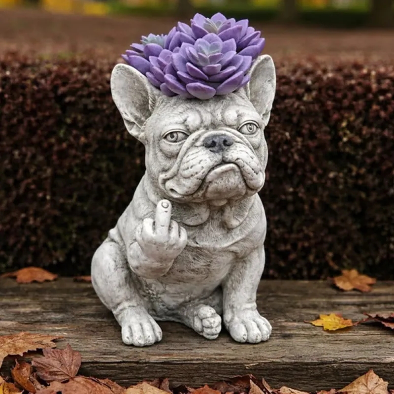 Funny Bulldog Planter Pot with Attitude for Indoor Outdoor Decor
