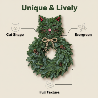 Purrfect Cat-Shaped Evergreen Wreath