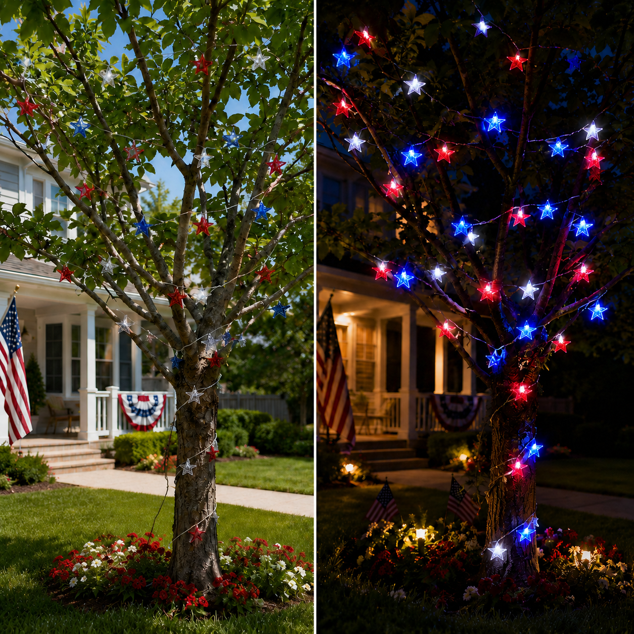 Patriotic Star LED String Lights – Red, White & Blue