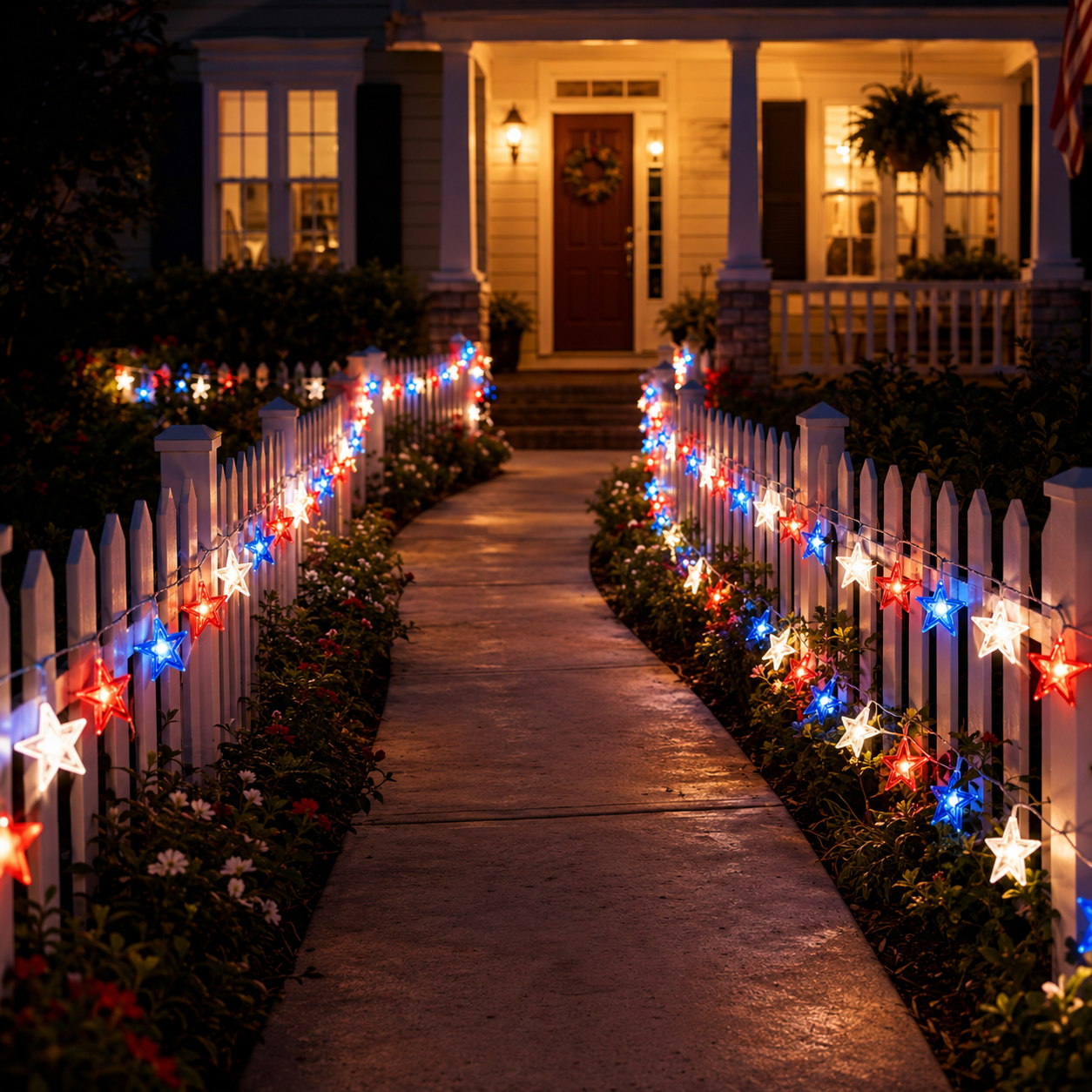 Patriotic Star LED String Lights – Red, White & Blue