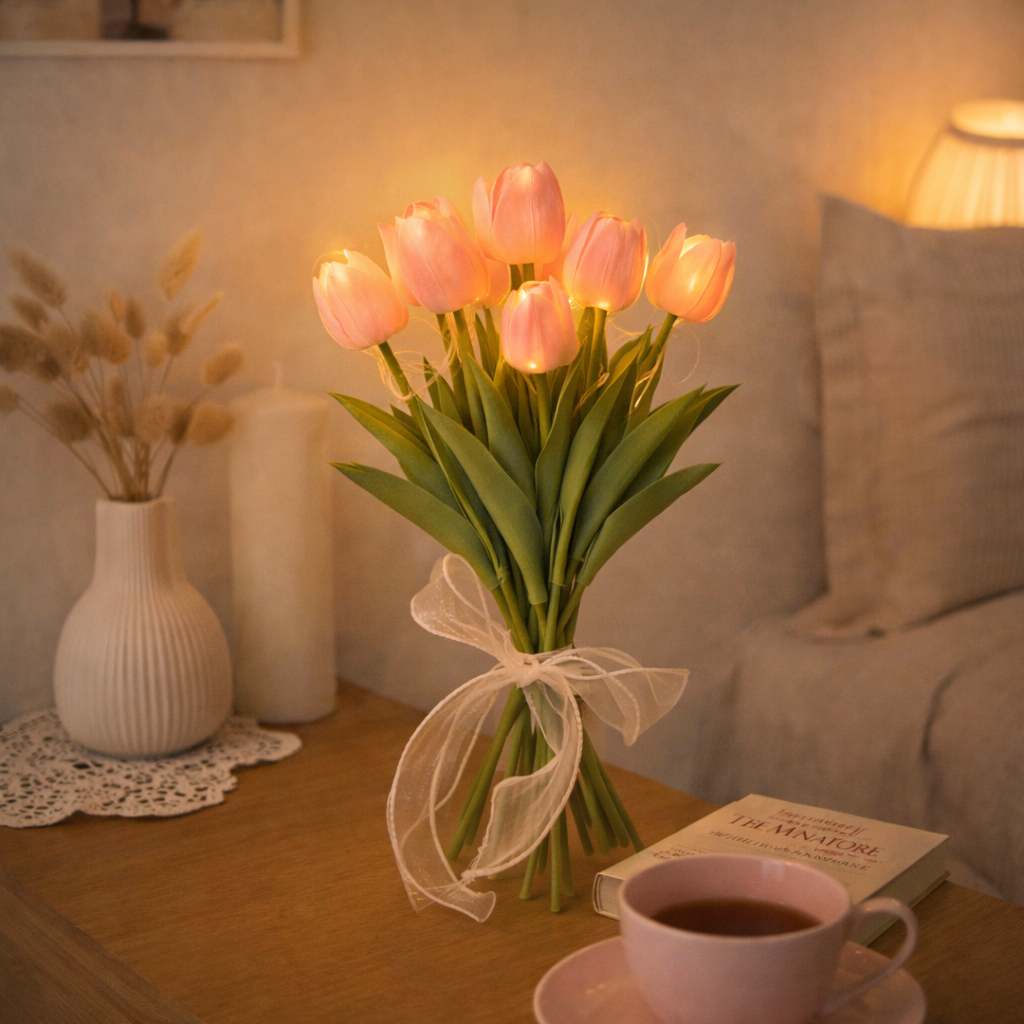 ROMATIC Decorative Artificial Tulips Flower light [13.5"]