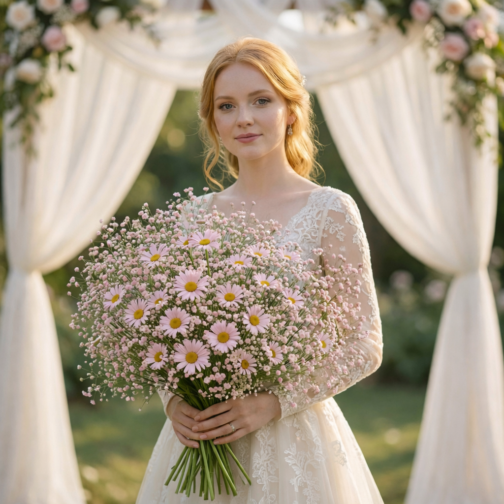 30pcs Realistic Gypsophila Daisy Artificial Flower Bouquet - Includes 20 Gypsophila and 10 Daisy Flowers