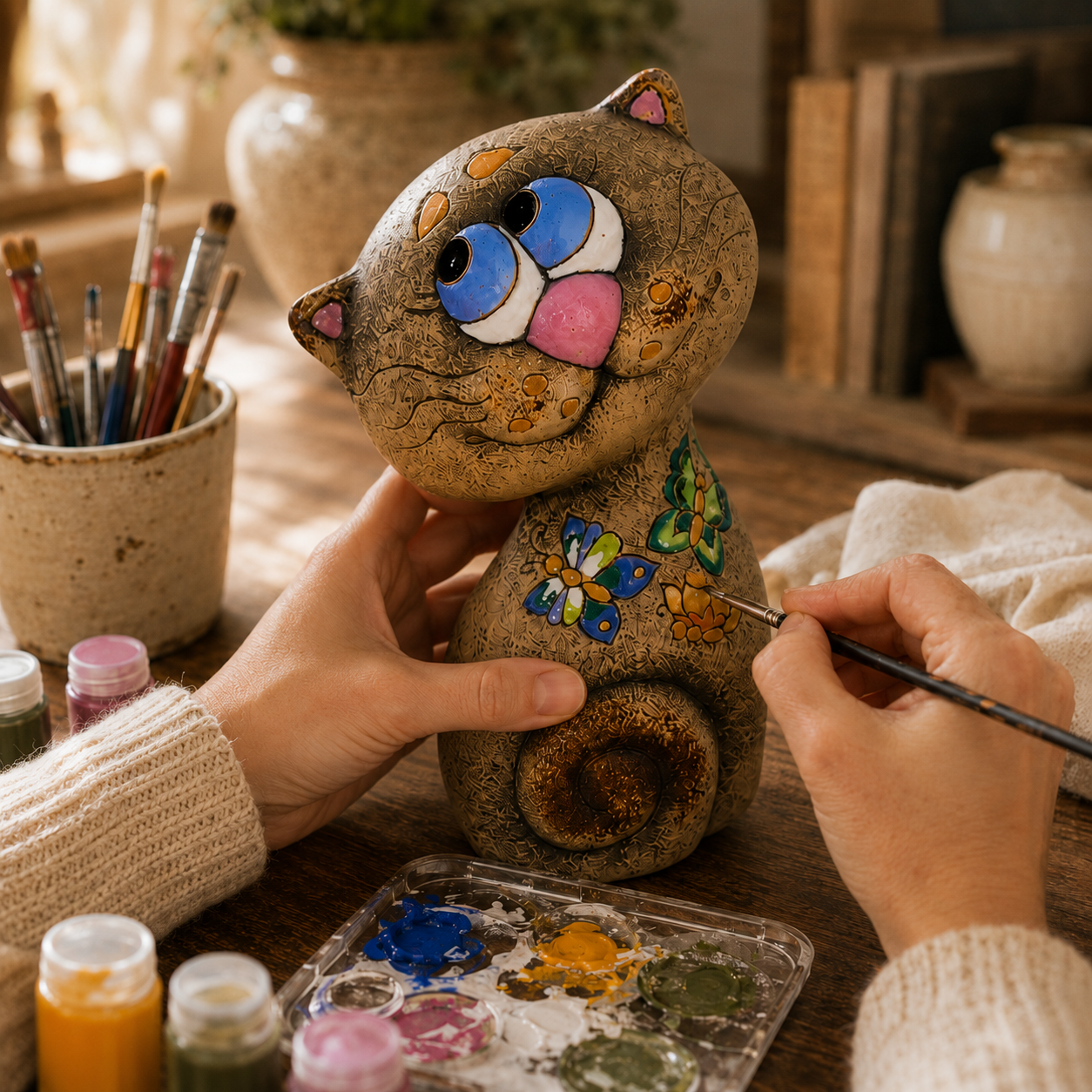 Last Day Sale⚡️Cute Hand-Painted Resin Cat Figurine