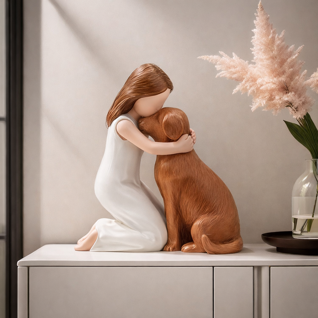 Forever My Best Friend – Girl Hugging Dog Figurine