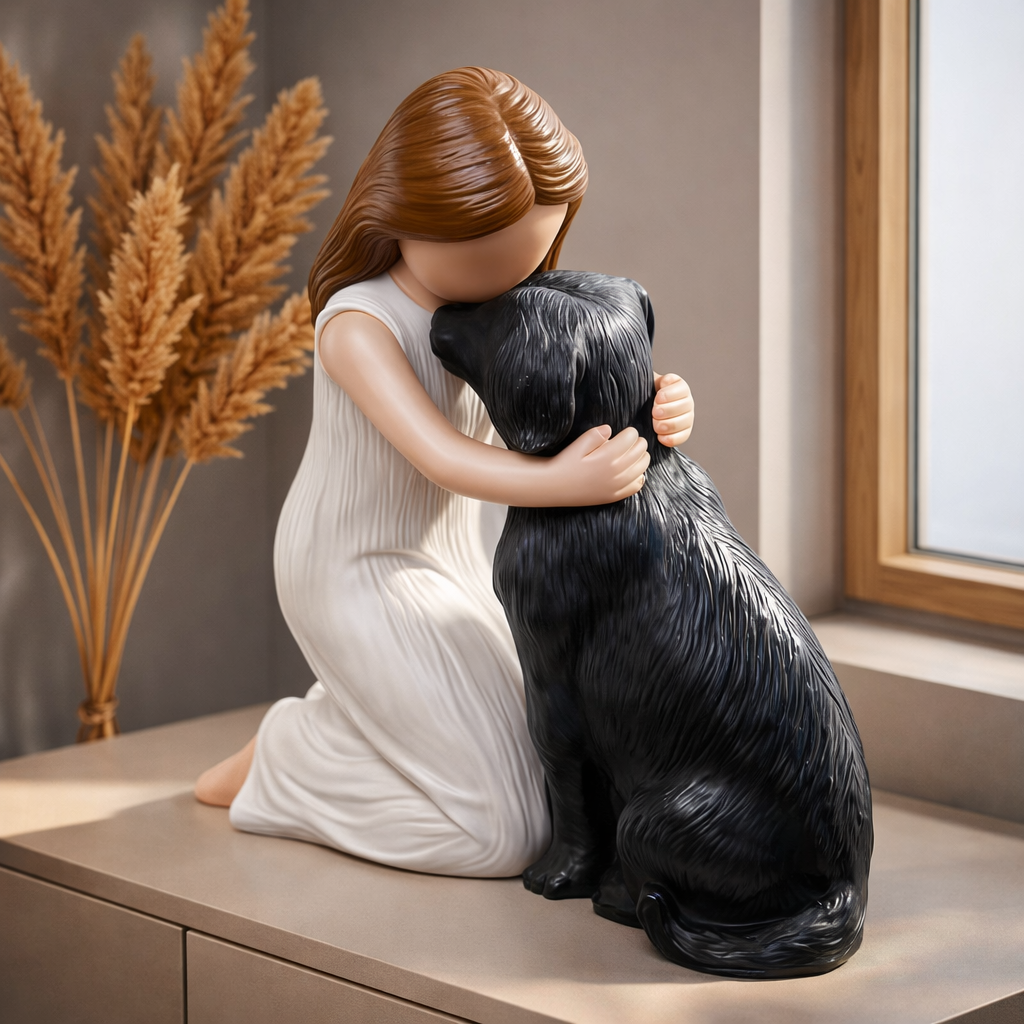 Forever My Best Friend – Girl Hugging Dog Figurine