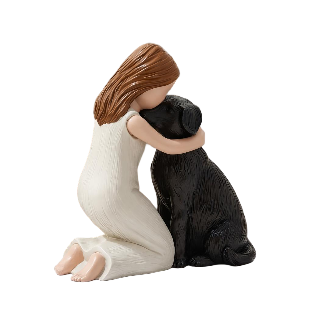 Forever My Best Friend – Girl Hugging Dog Figurine