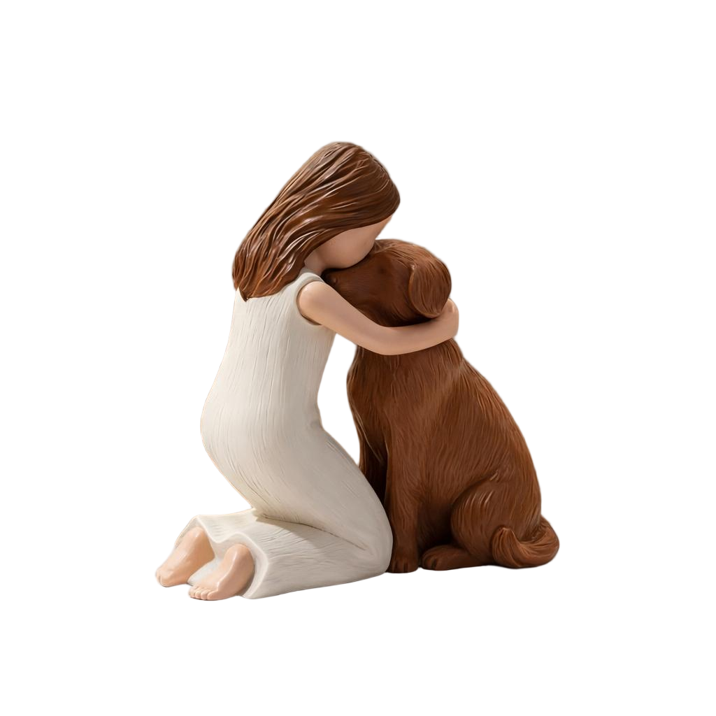 Forever My Best Friend – Girl Hugging Dog Figurine
