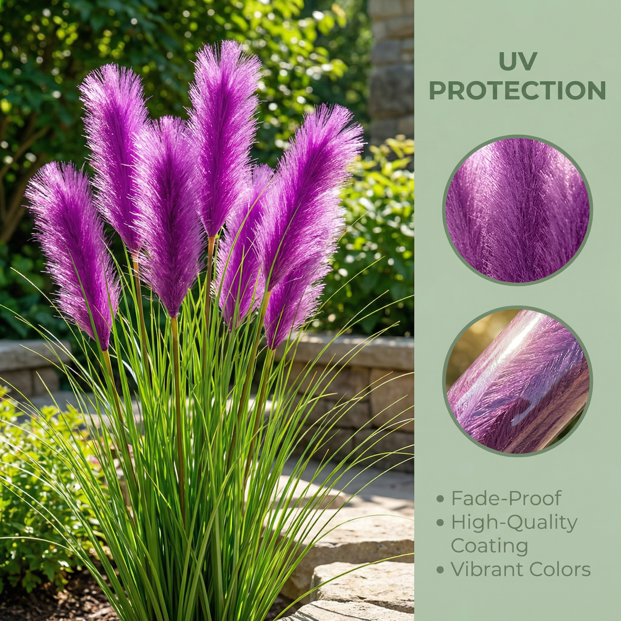 31.5-inch Tall Purple Pampas Grass with Reeds and Faux Fox Tail Greenery