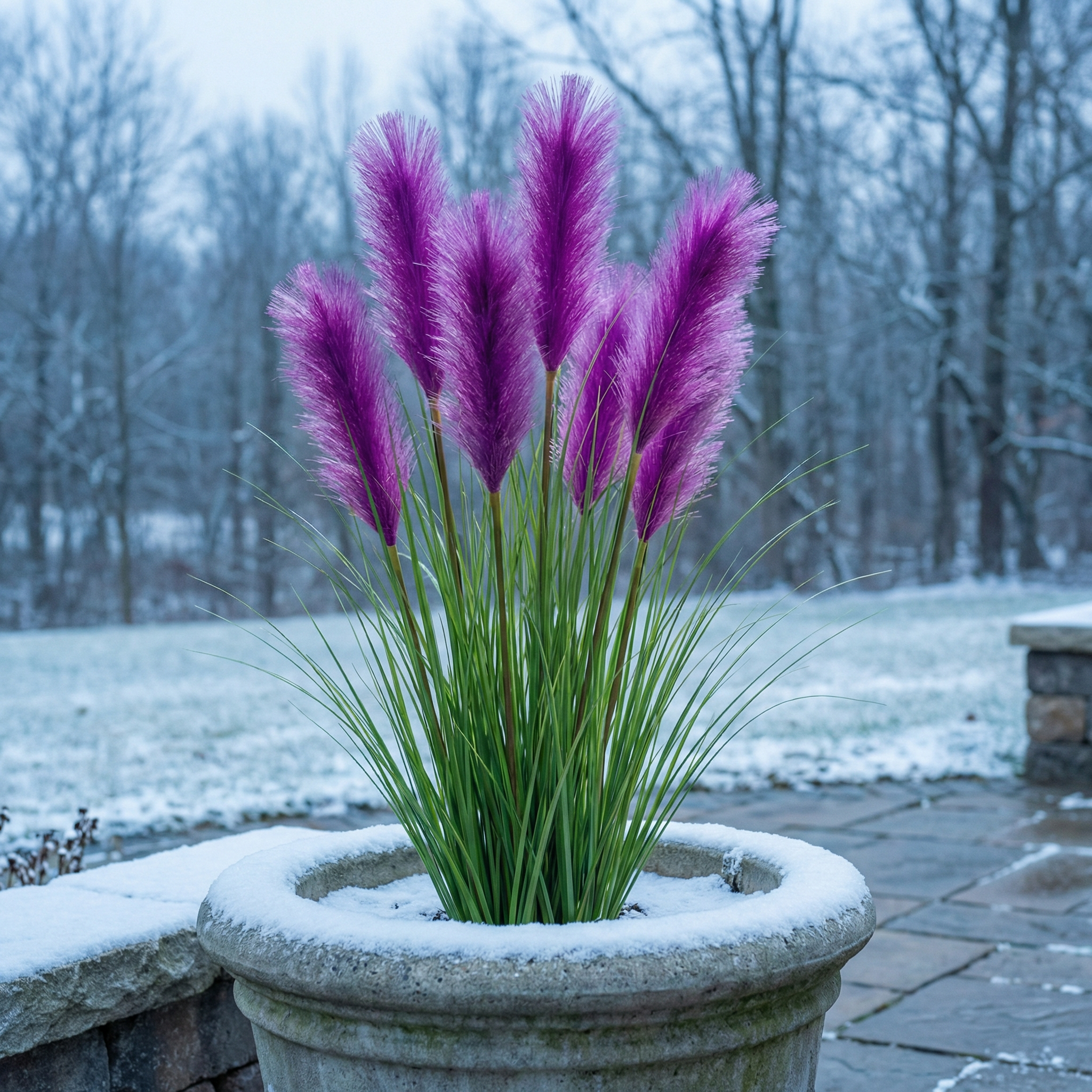 31.5-inch Tall Purple Pampas Grass with Reeds and Faux Fox Tail Greenery