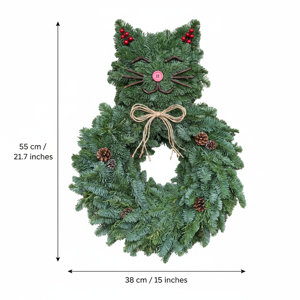 Purrfect Cat-Shaped Evergreen Wreath
