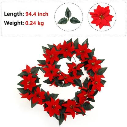 94.4 Inch Lifelike Artificial Poinsettia Vine