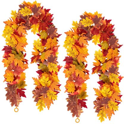2 Pack Fall Maple Leaf Garland