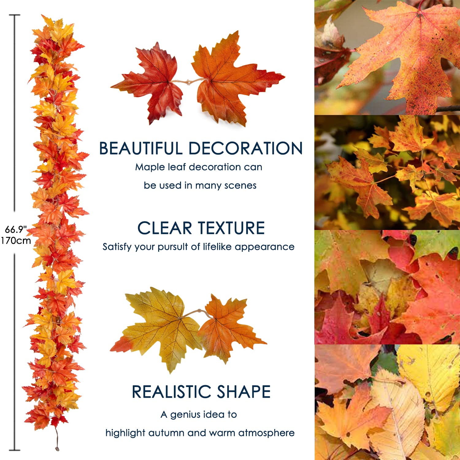 2 Pack Fall Maple Leaf Garland