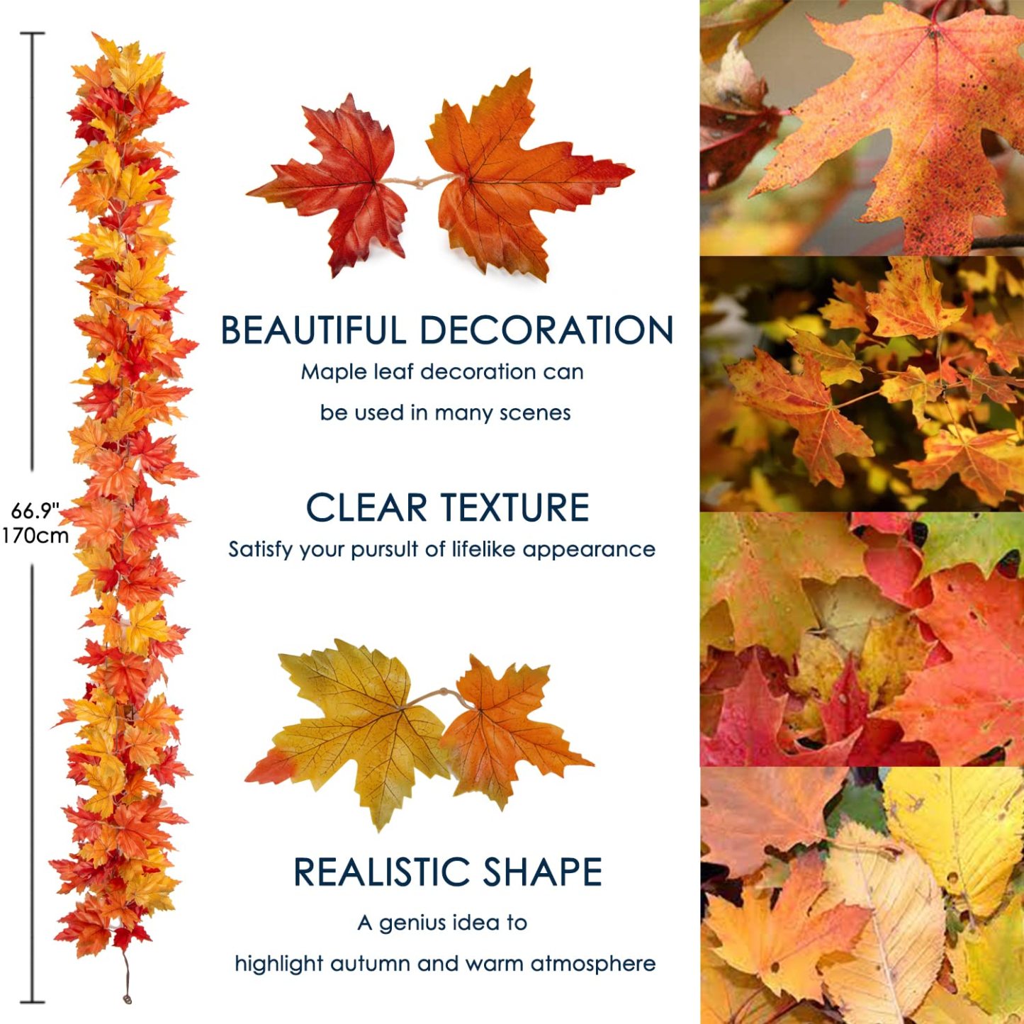 2 Pack Fall Maple Leaf Garland