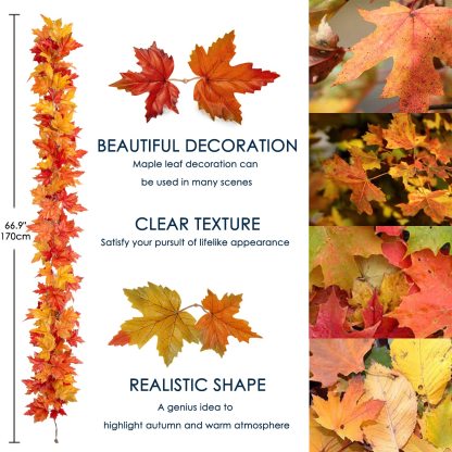 2 Pack Fall Maple Leaf Garland