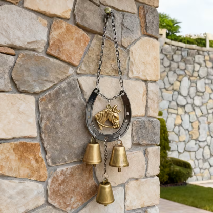 Lucky Metal Horse Hoof Wind Chime with Decorative Chain