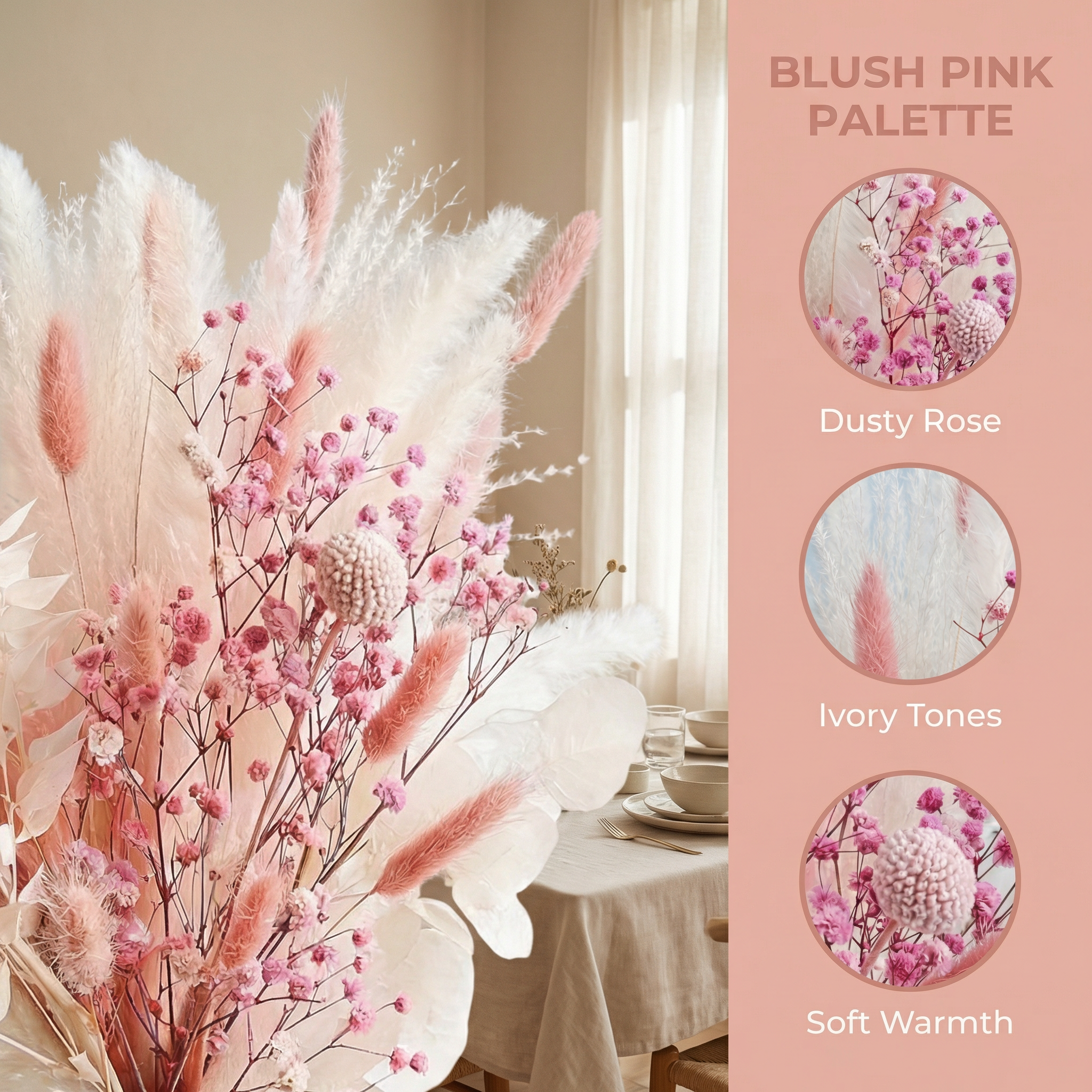 46pcs Bohemian Style Artificial Pink Bouquets [17inchs]