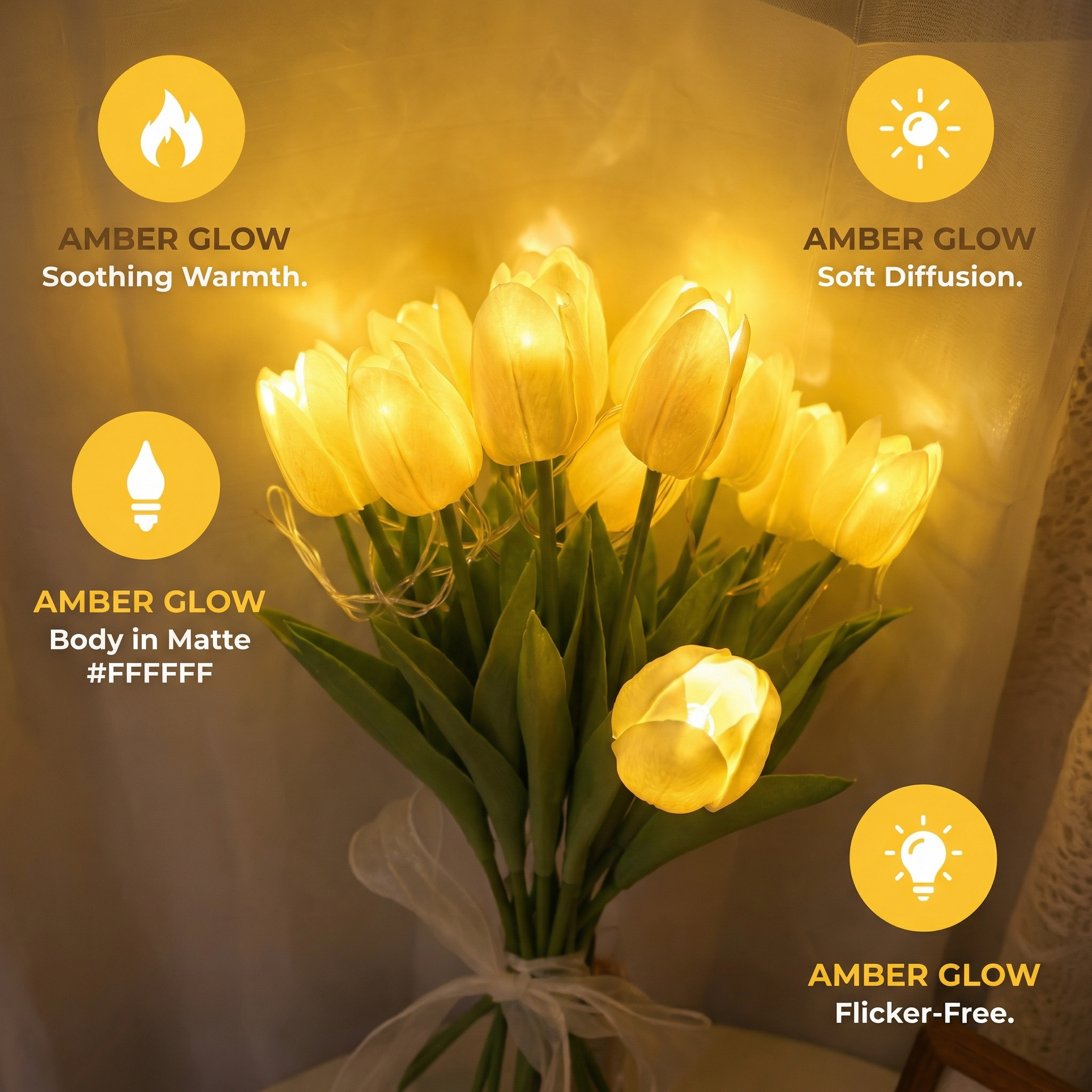 ROMATIC Decorative Artificial Tulips Flower light [13.5"]