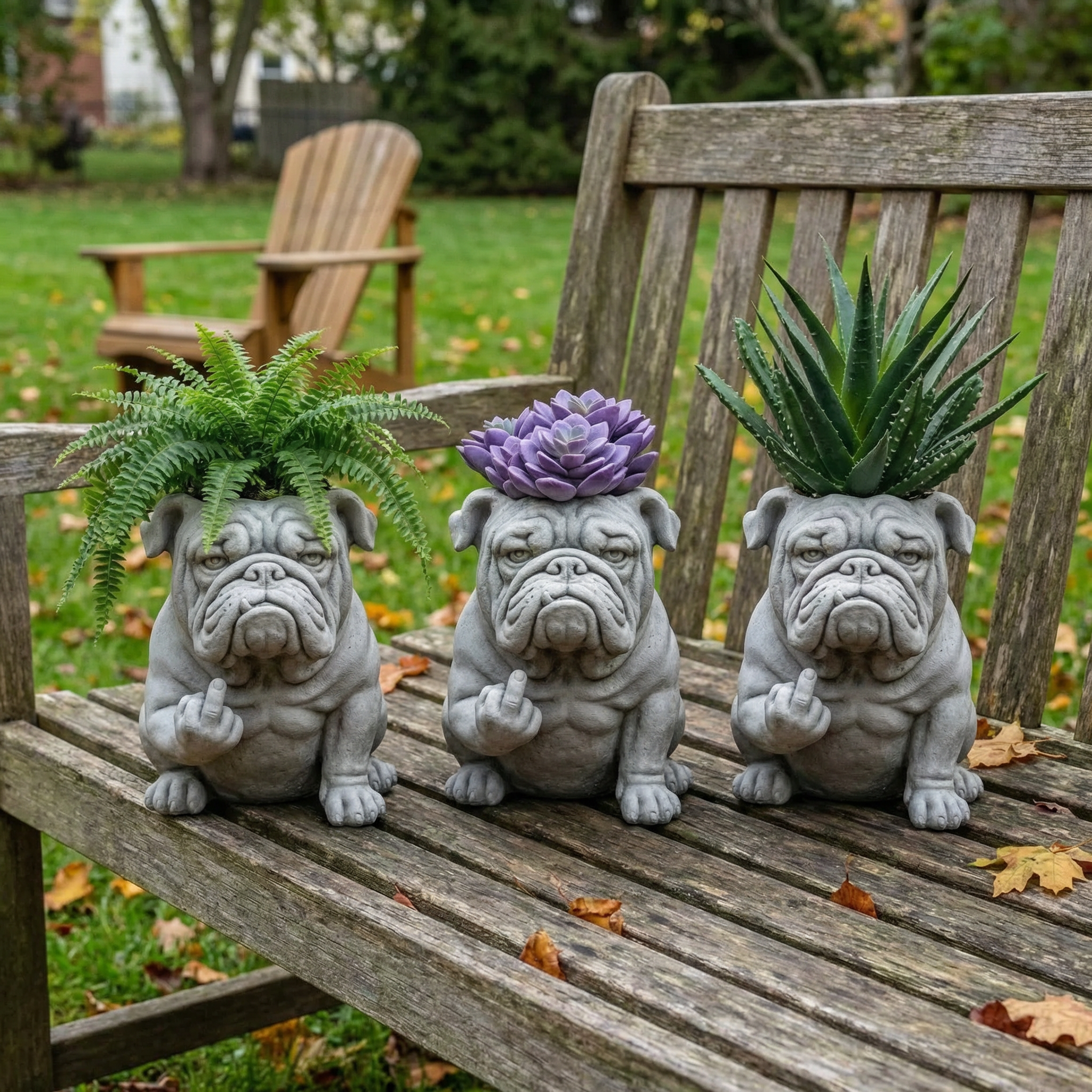 Funny Bulldog Planter Pot with Attitude for Indoor Outdoor Decor