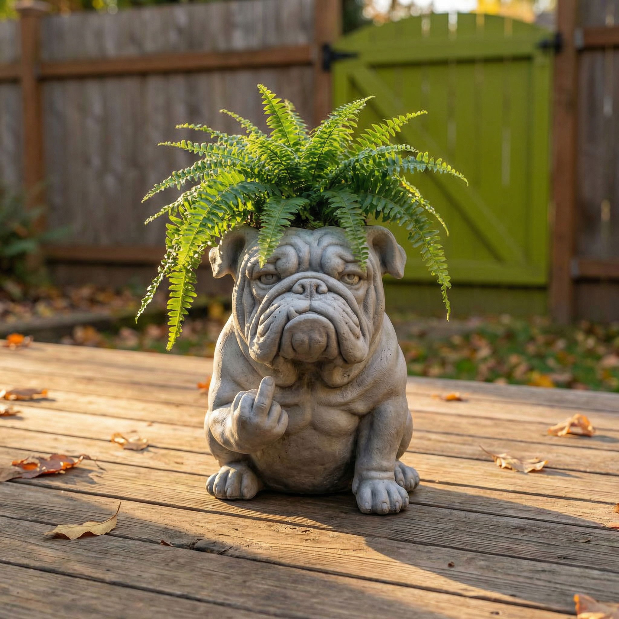 Funny Bulldog Planter Pot with Attitude for Indoor Outdoor Decor