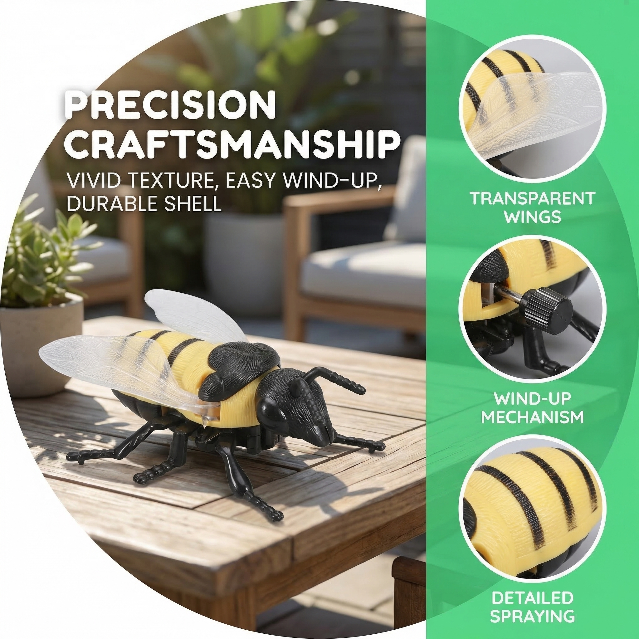 Lifelike Wind-up Insect Toys- Realistic Crawling Beetles, Ladybugs & Bees for Kids' Educational Play