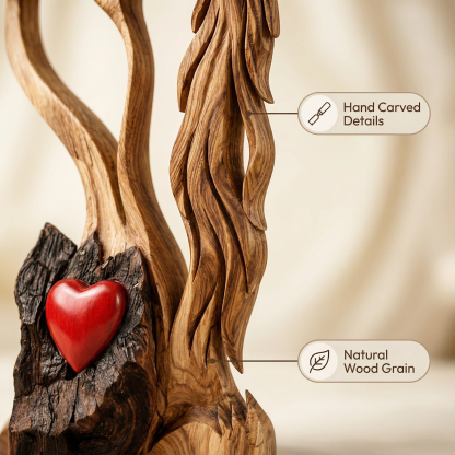 Hand-Carved Love eternal wooden Sculpture