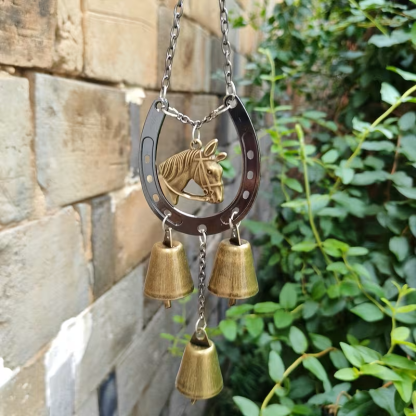 Lucky Metal Horse Hoof Wind Chime with Decorative Chain