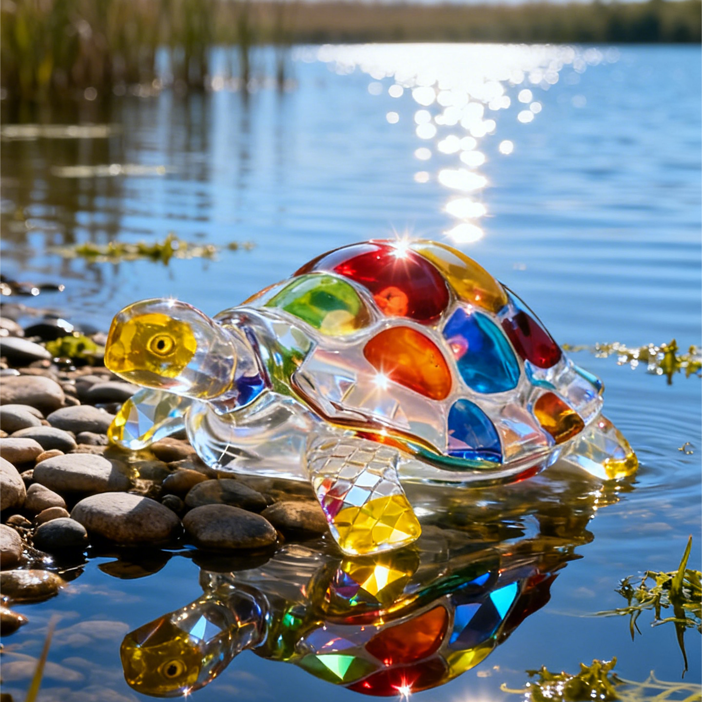 Vibrant Handcrafted Glass Turtle Figurine – Colorful Mosaic Shell,  Unique Gift Idea