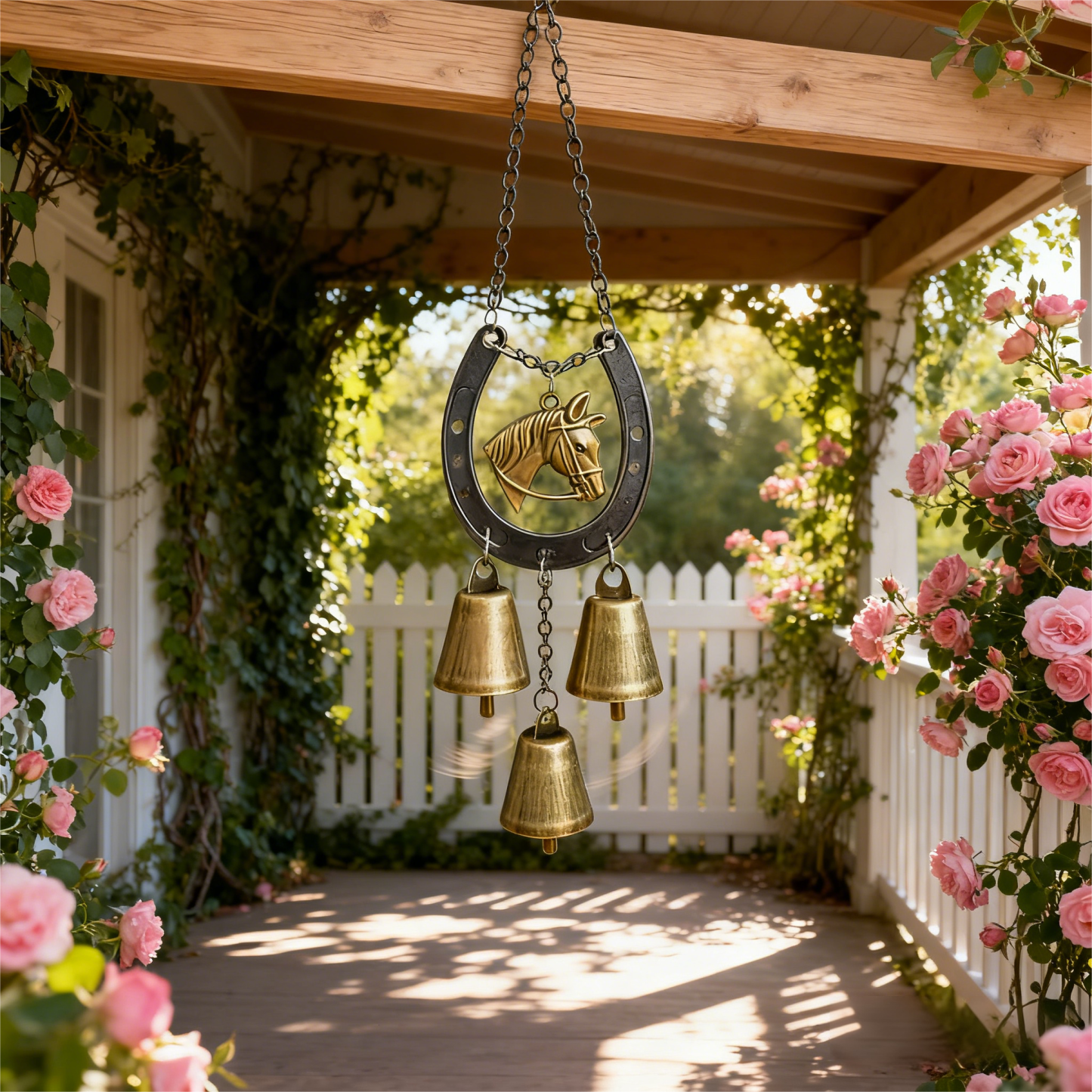 Lucky Metal Horse Hoof Wind Chime with Decorative Chain
