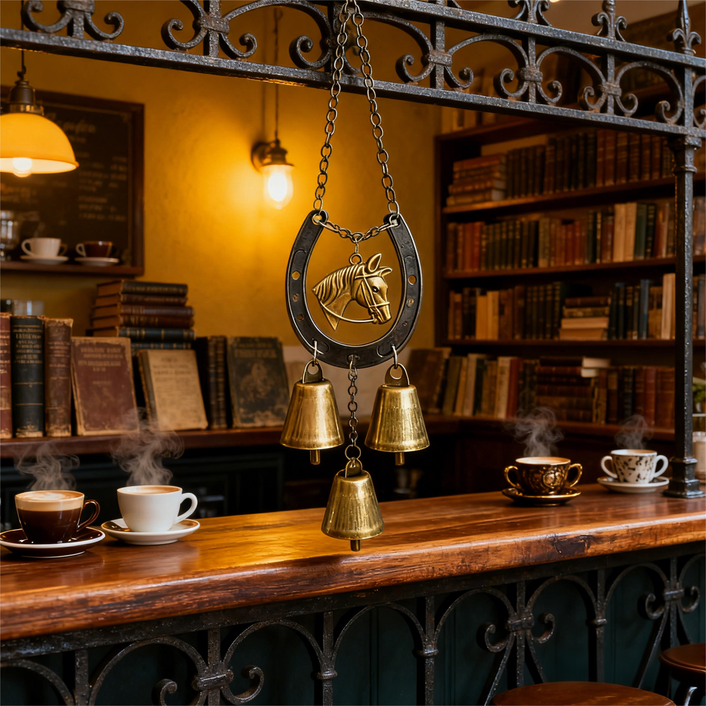 Lucky Metal Horse Hoof Wind Chime with Decorative Chain