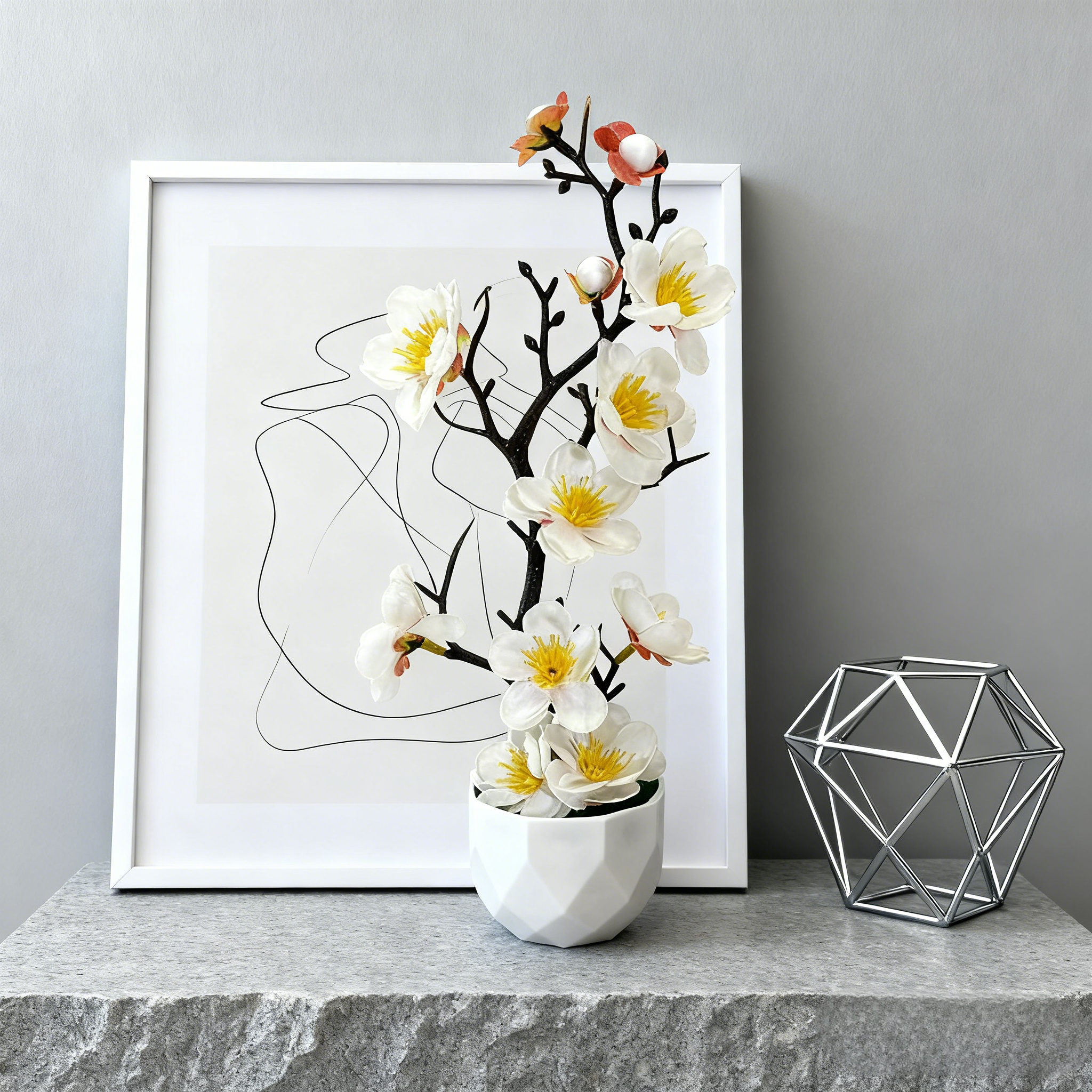 Artificial Plum Blossom Bonsai - Realistic Plum Branches with Pots