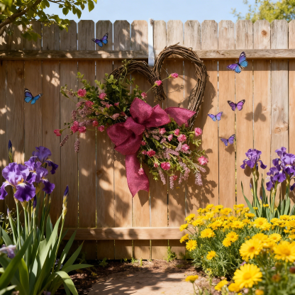 Heart-Shaped Lavender Wreath-Rustic Farmhouse Heart Decoration [18 inchs]