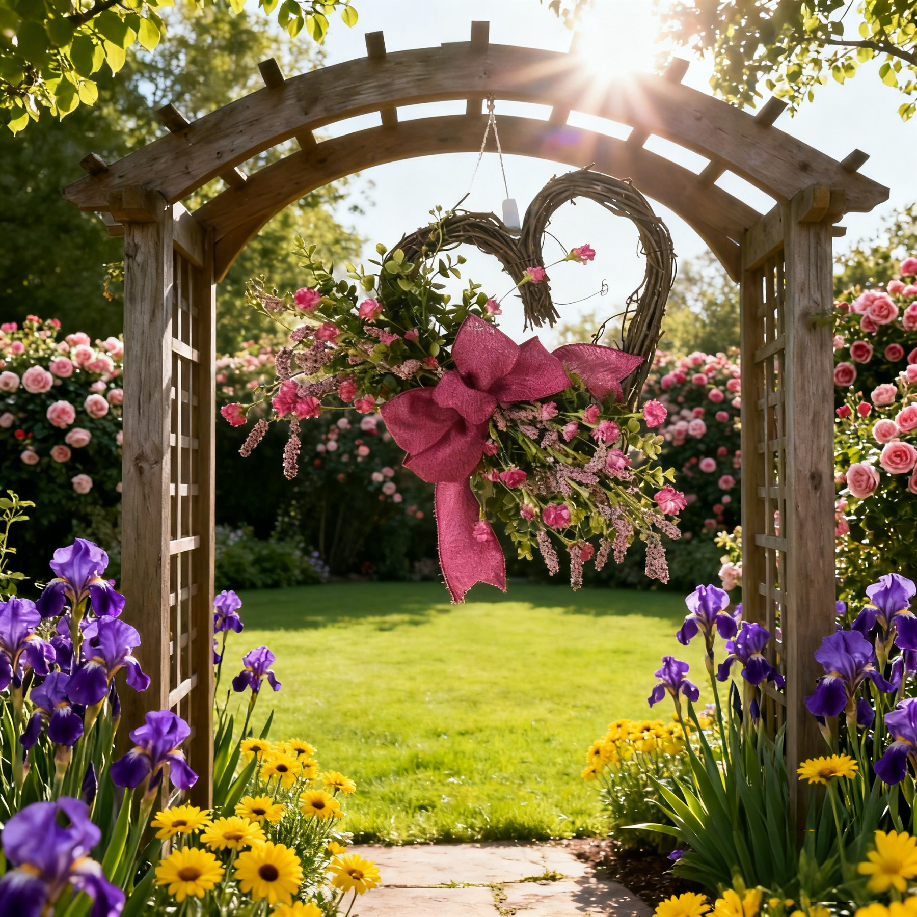 Heart-Shaped Lavender Wreath-Rustic Farmhouse Heart Decoration [18 inchs]