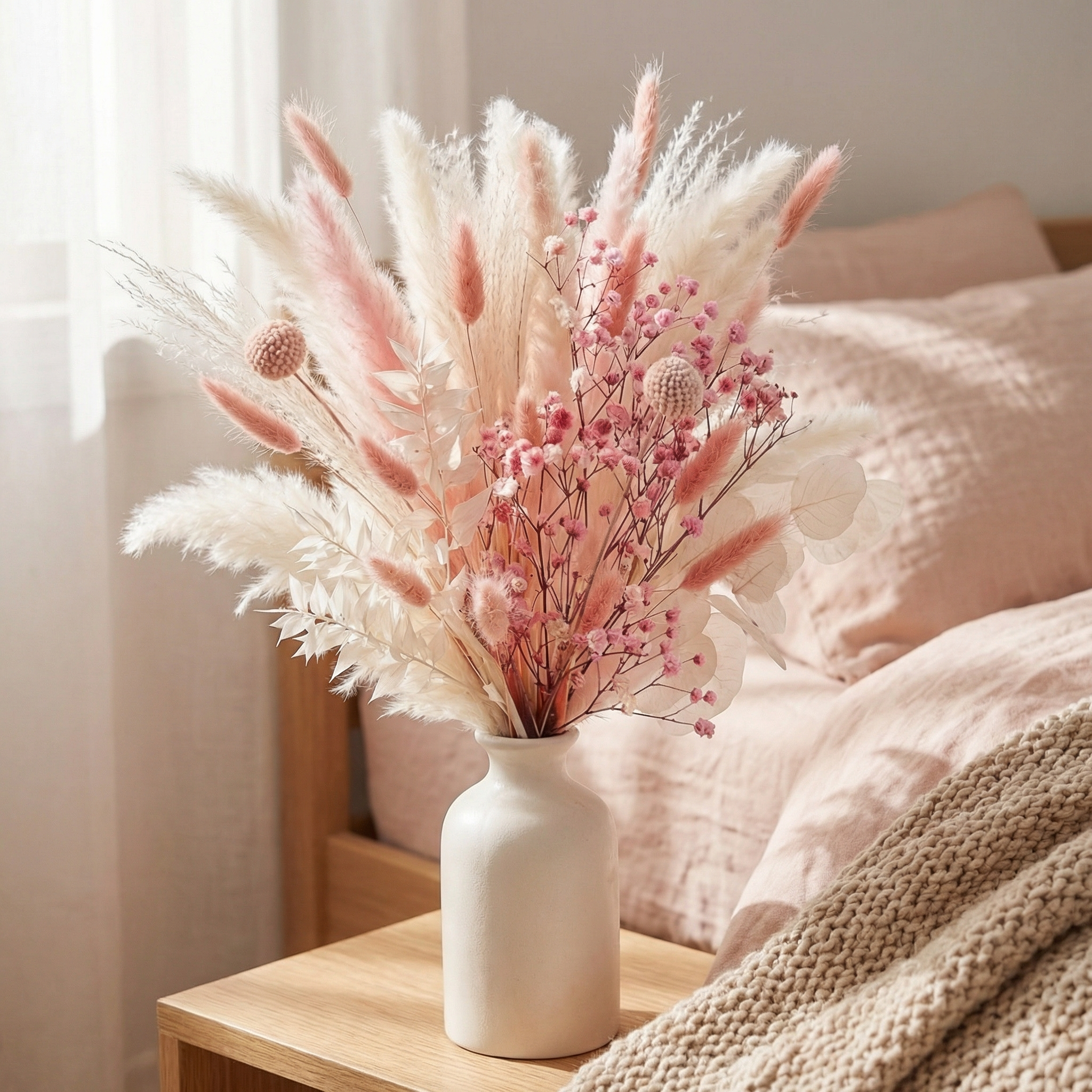 46pcs Bohemian Style Artificial Pink Bouquets [17inchs]