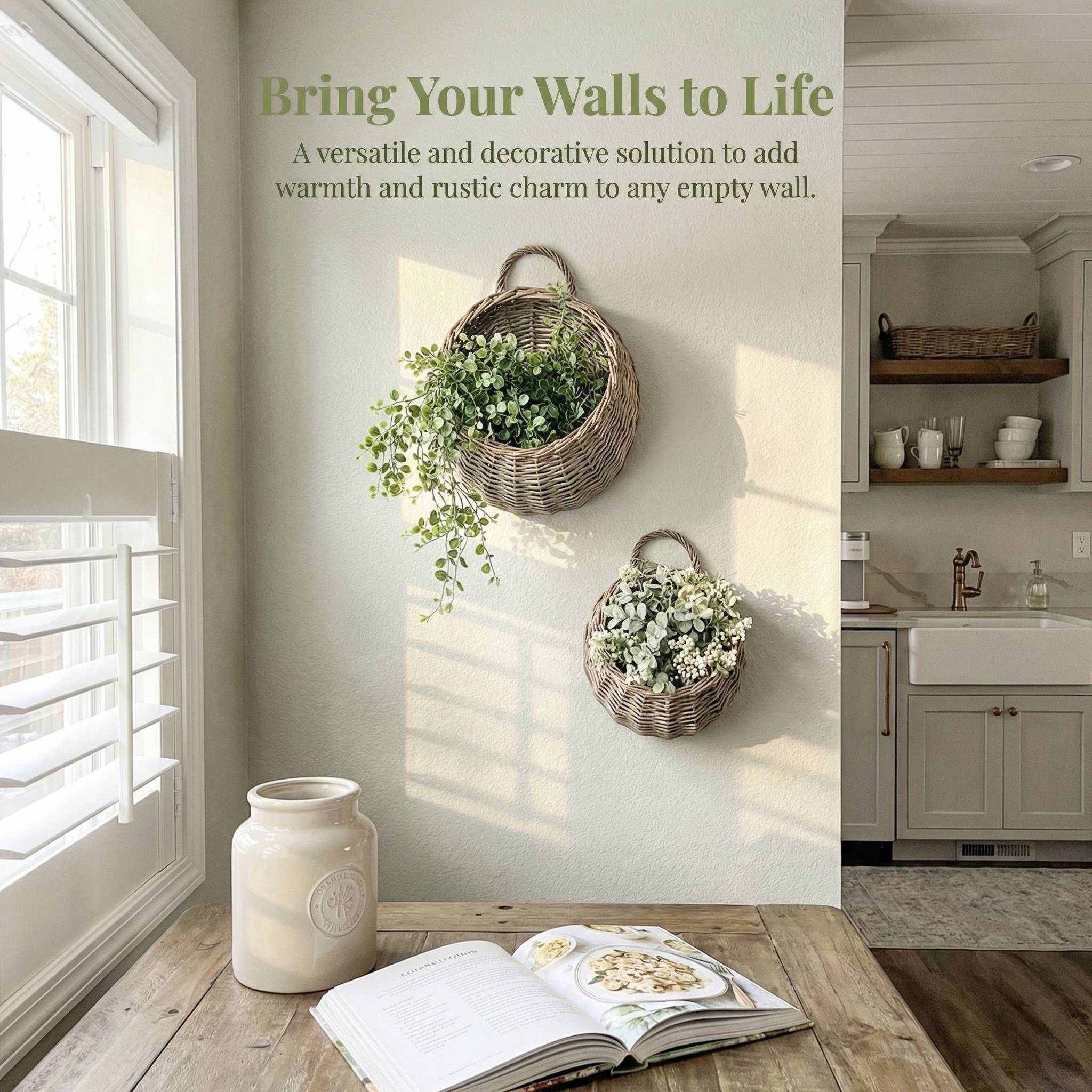 Set of 2 Round Wall Hanging Baskets