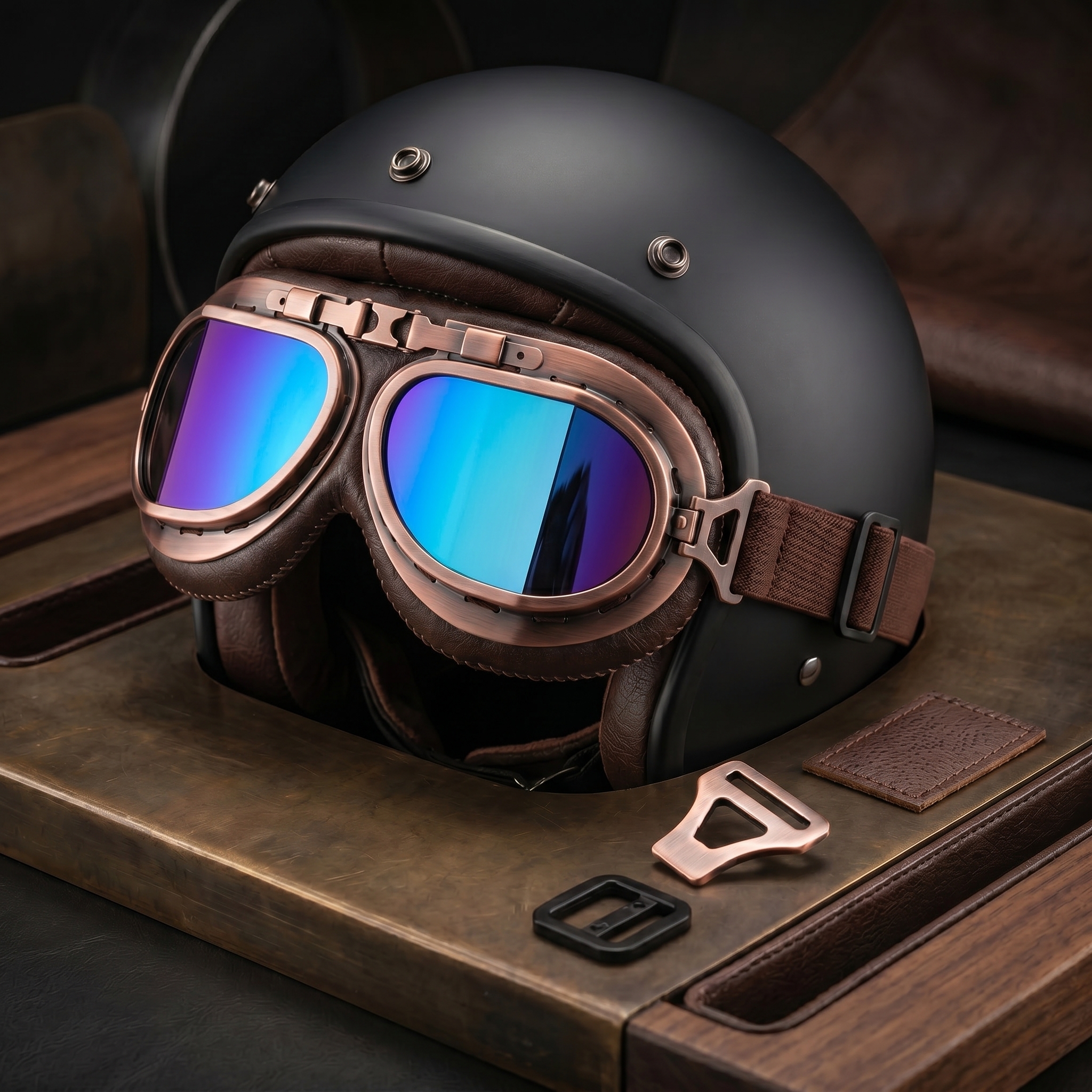 Vintage Motorcycle Goggles for Adults, Protective Goggles (Glasses, Fits Over Glasses & Helmet)