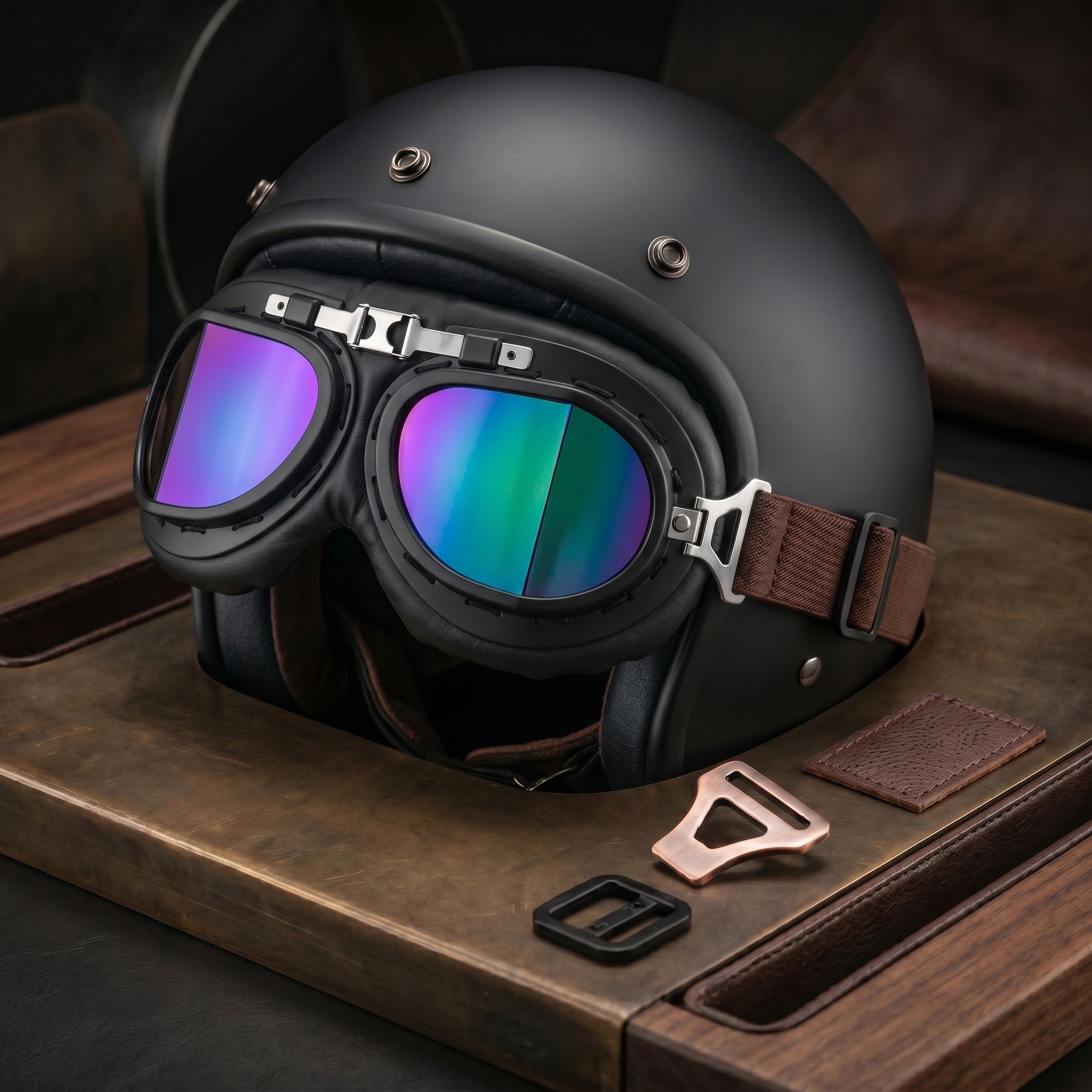 Vintage Motorcycle Goggles for Adults, Protective Goggles (Glasses, Fits Over Glasses & Helmet)