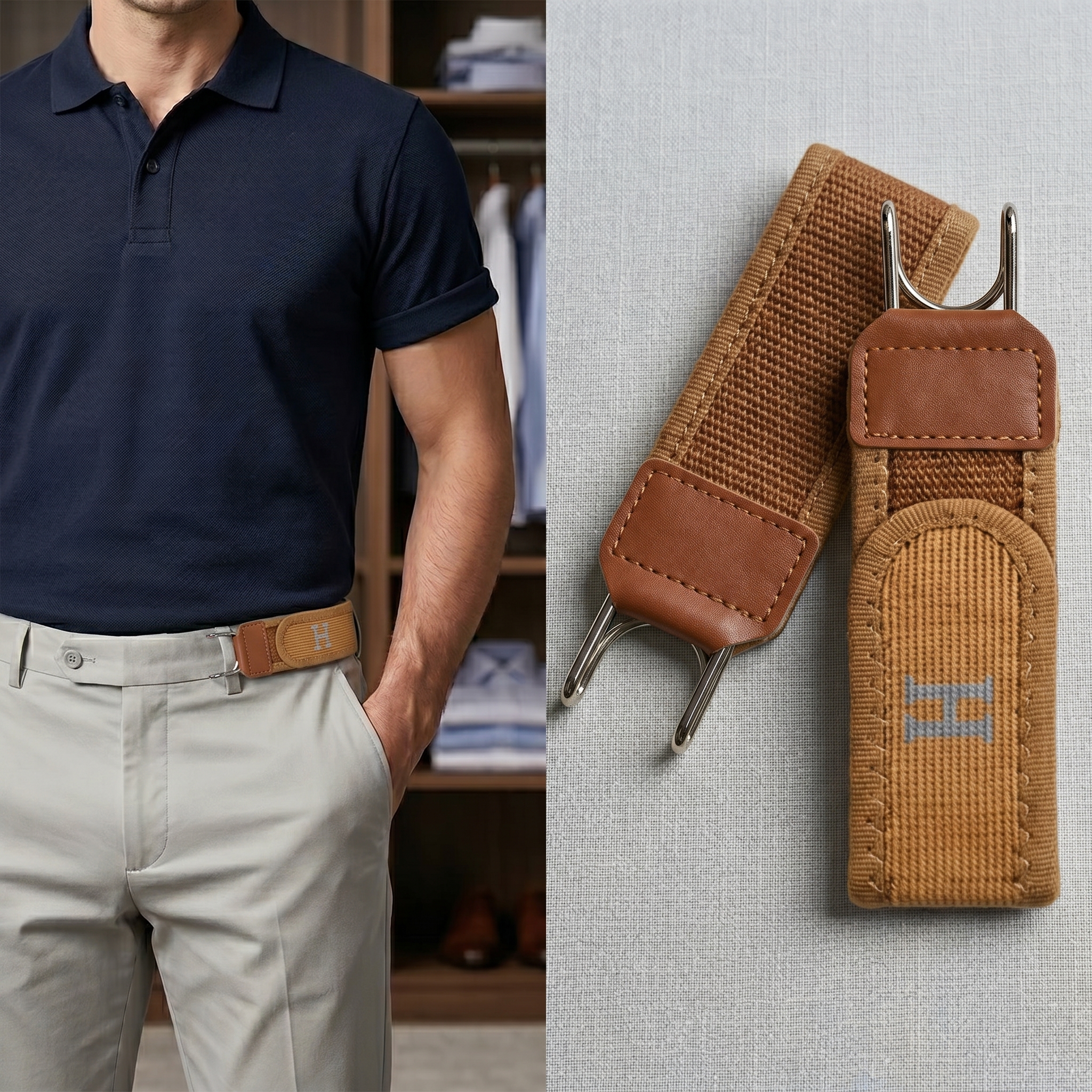 🔥Tactical Elastic Belt with Metal Hook (Unisex) - Combines functionality and style