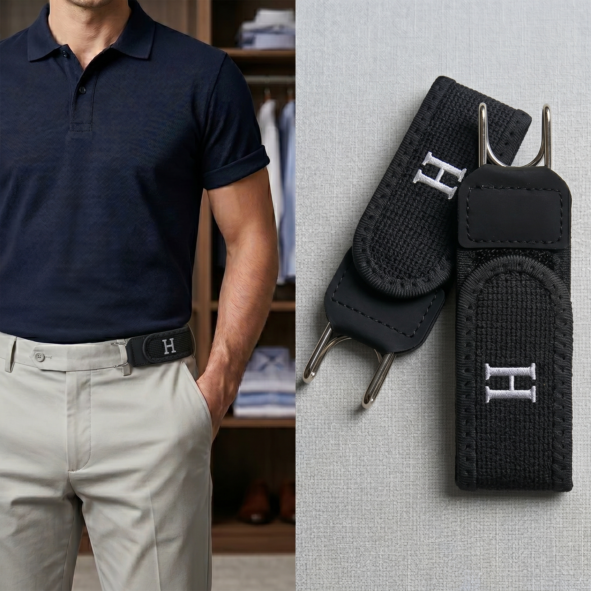 🔥Tactical Elastic Belt with Metal Hook (Unisex) - Combines functionality and style