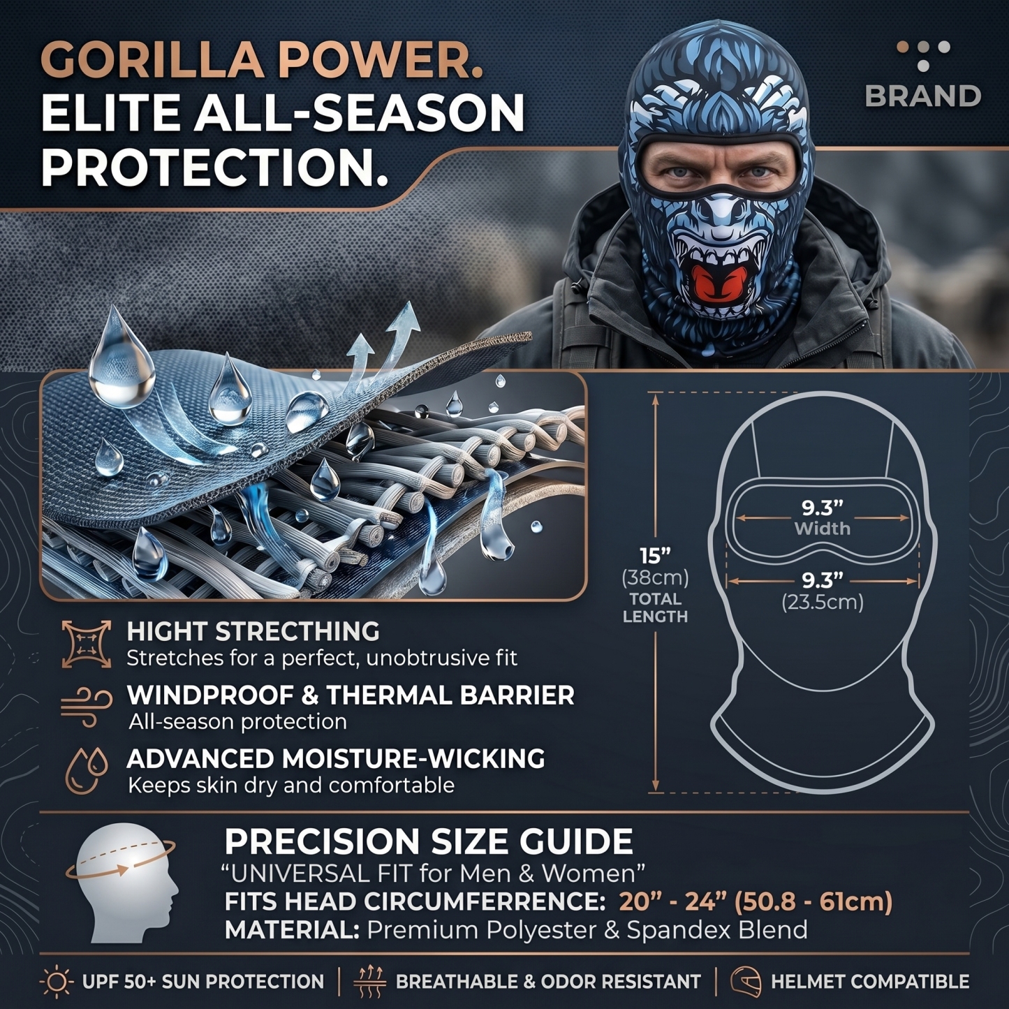 Men's Quick-Dry Cycling Balaclava - 3D Monster Graphic Breathable Mask