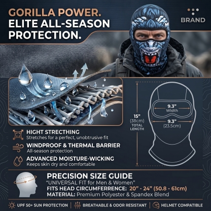 Men's Quick-Dry Cycling Balaclava - 3D Monster Graphic Breathable Mask