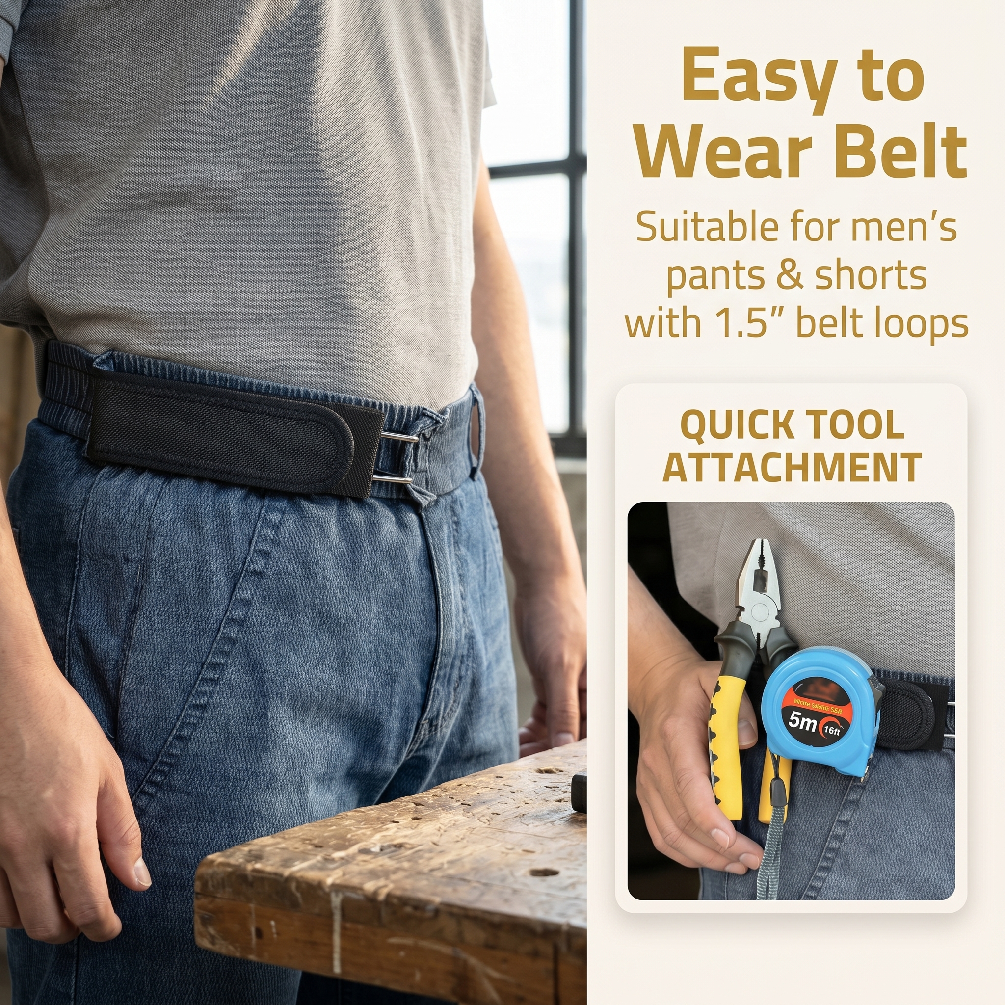 🔥Tactical Elastic Belt with Metal Hook (Unisex) - Combines functionality and style
