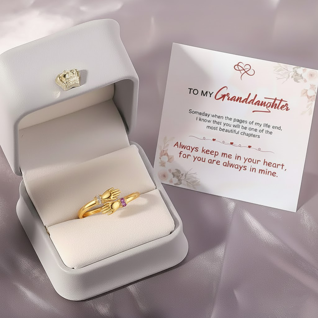 🎁GIFT PACK - ALWAYS KEEP ME IN YOUR HEART CUSTOM BIRTHSTONE HUG ADJUSTABLE RING