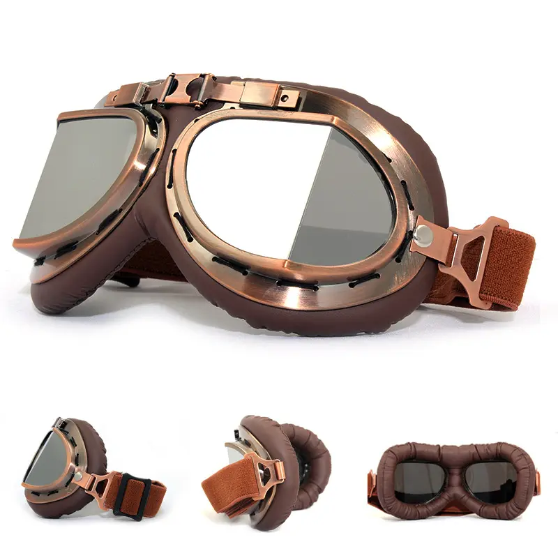 Vintage Motorcycle Goggles for Adults, Protective Goggles (Glasses, Fits Over Glasses & Helmet)