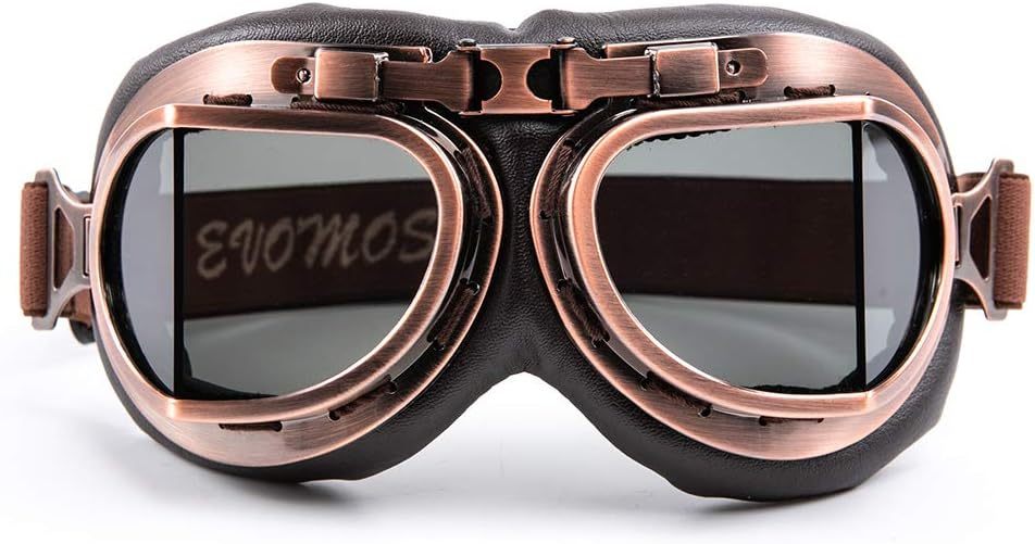 Vintage Motorcycle Goggles for Adults, Protective Goggles (Glasses, Fits Over Glasses & Helmet)