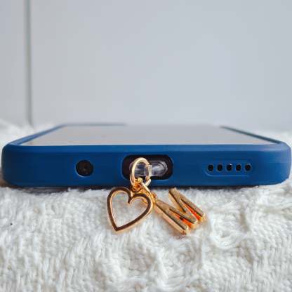 ⏰$9.99 ONLY ONE DAY🔥A-Z Letter Pendant Stylish Heart-Shaped Charging Port Dust Cover