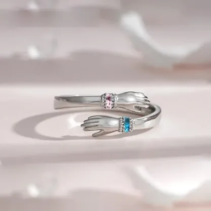 FOR GRANDDAUGHTER - ALWAYS KEEP ME IN YOUR HEART CUSTOM BIRTHSTONE HUG ADJUSTABLE RING