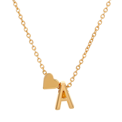 🔥🔥Tiny Initial Necklaces Golden Heart Letter A-Z
