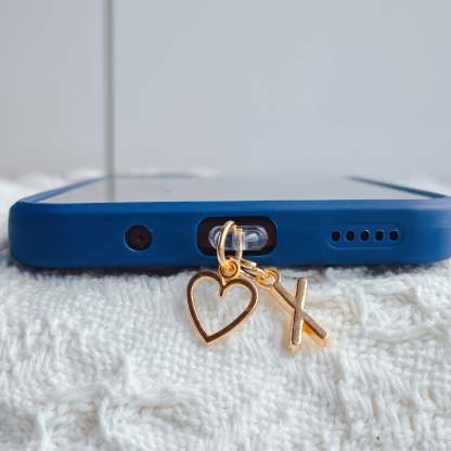 ⏰$9.99 ONLY ONE DAY🔥A-Z Letter Pendant Stylish Heart-Shaped Charging Port Dust Cover