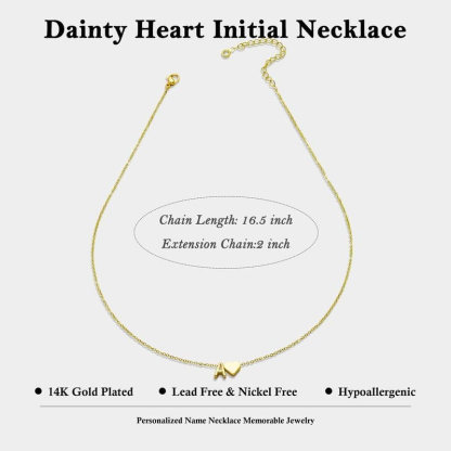 🔥🔥Tiny Initial Necklaces Golden Heart Letter A-Z